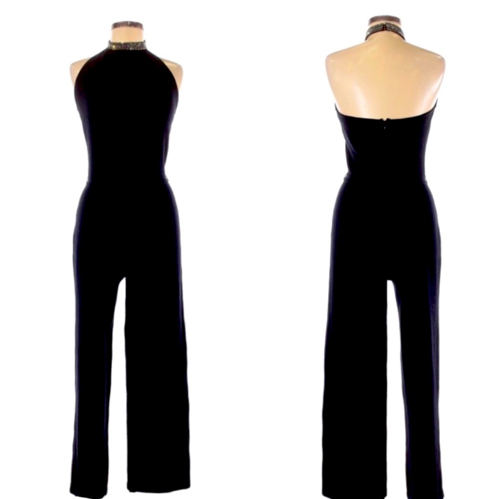 St. John Evening Santana Knit Halter Jumpsuit